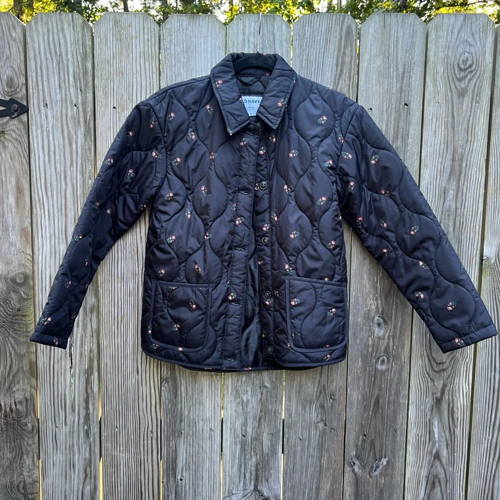 OLD NAVY Black Floral Jacket Girls 14-16 XL